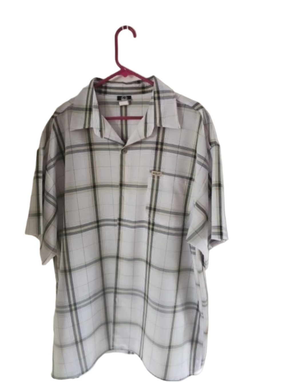 Men's 49 Branded Denim Mfg Plaid Casual Button Down Shirt 3XL White Black